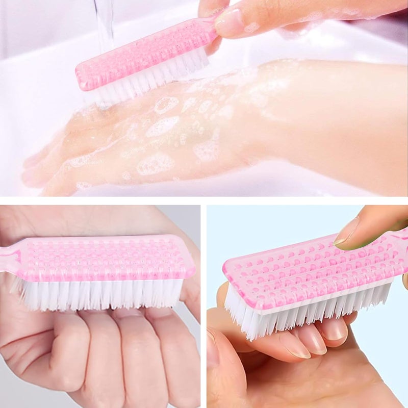 NICEMOVIC 20 Pcs Nail Brush for Cleaning Fingernails, Handle Grip Nail Scrubber Brush, Hand Fingernail Cleaner Brush Manicure Tools Scrub Cleaning Brushes, Use for Toe and Nail Cleaning (Clear Pink) - Image 3